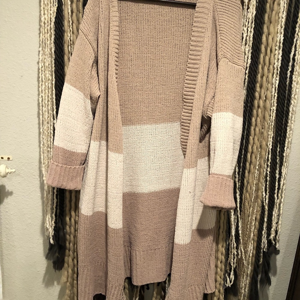 Striped oversized long cardigan